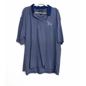 Ashworth Blue & White Striped Polo Shirt Team ACA Logo Size XXL